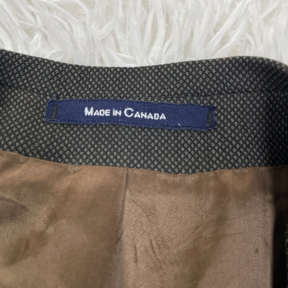 VTG Chaps Ralph Lauren Jacket Mens 42 Tall Brown Houndstooth Wool 3 Button‎ Coat - Picture 3 of 16